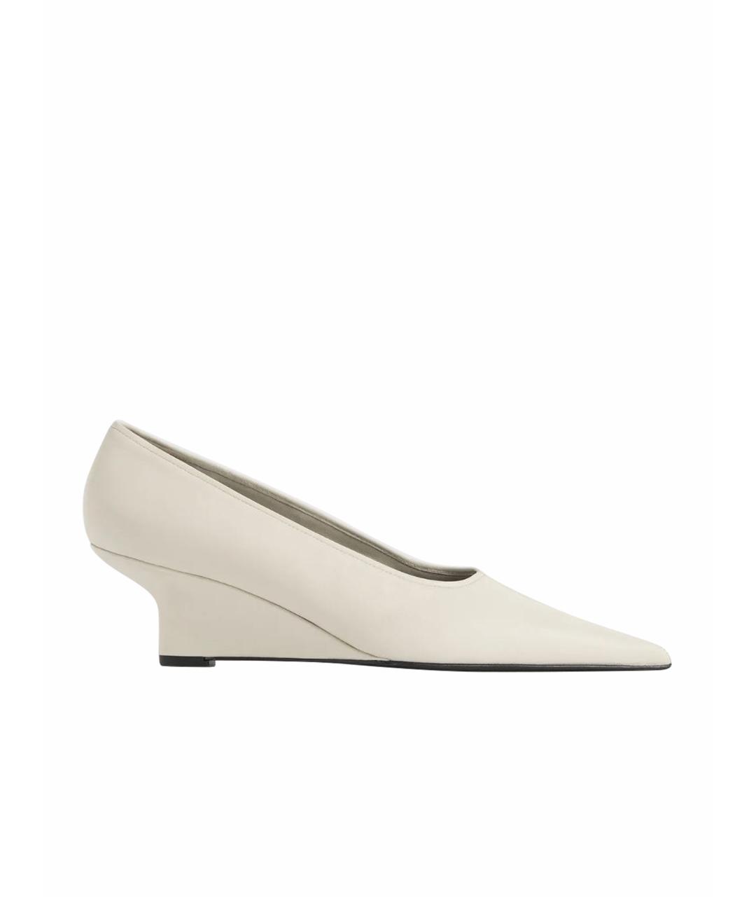 TOTEME Бежевые кожаные лодочки на низком каблуке, фото 1