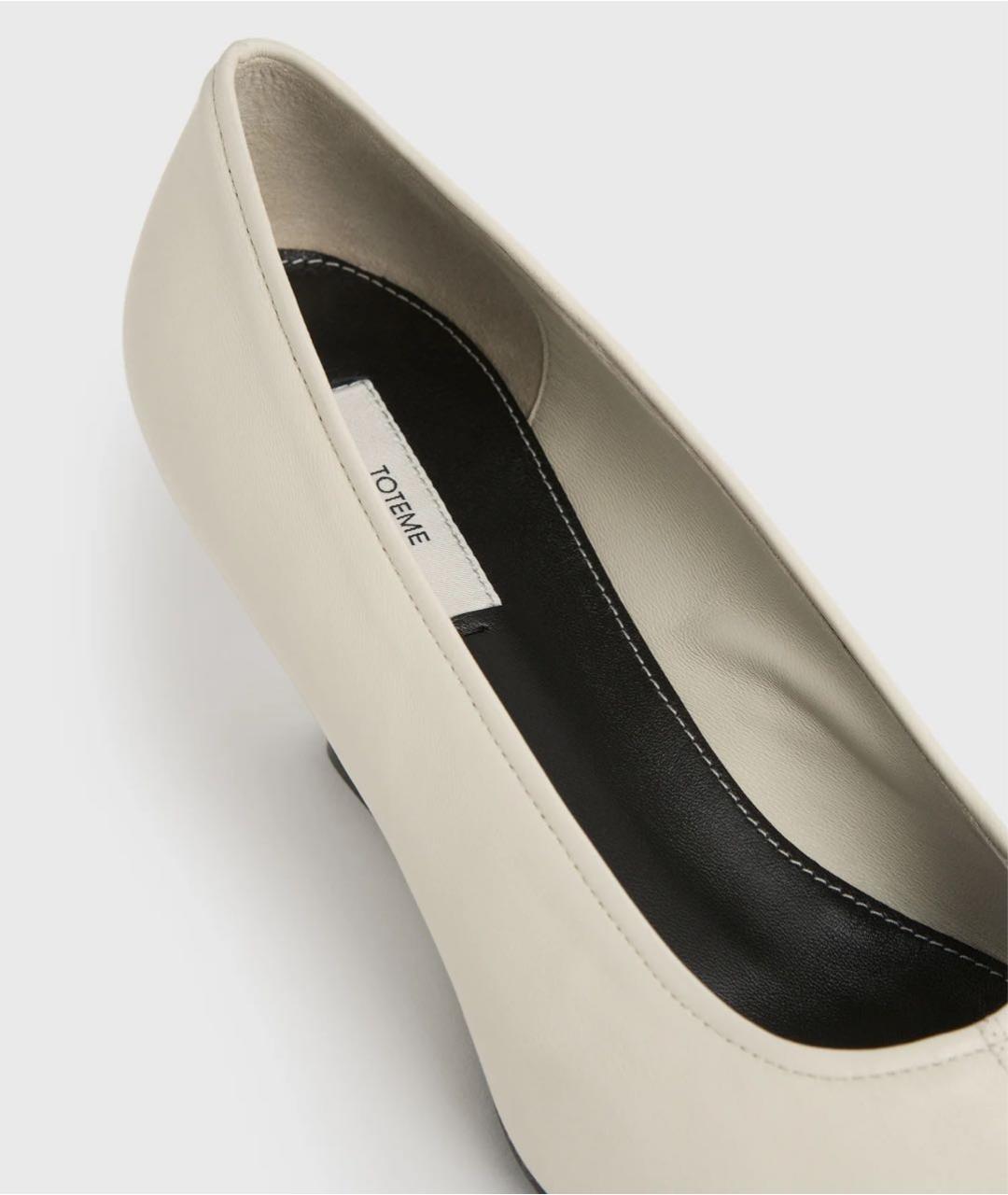 TOTEME Бежевые кожаные лодочки на низком каблуке, фото 3