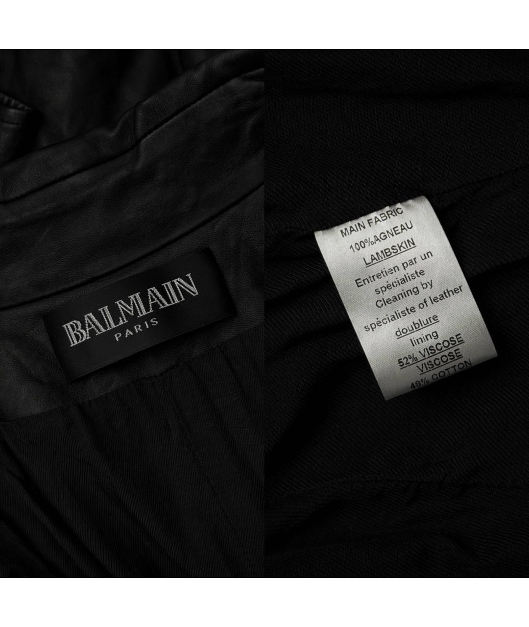 BALMAIN Черный кожаный тренч/плащ, фото 4