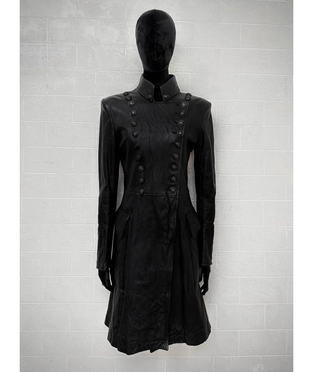 BALMAIN Черный кожаный тренч/плащ, фото 3