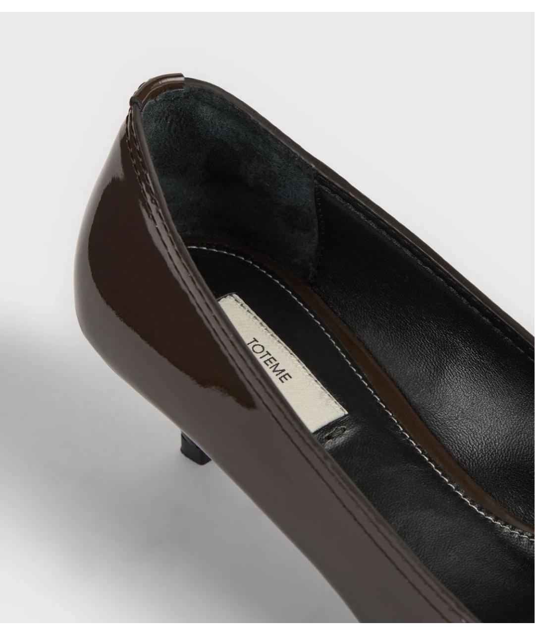 TOTEME Коричневые кожаные лодочки на низком каблуке, фото 3