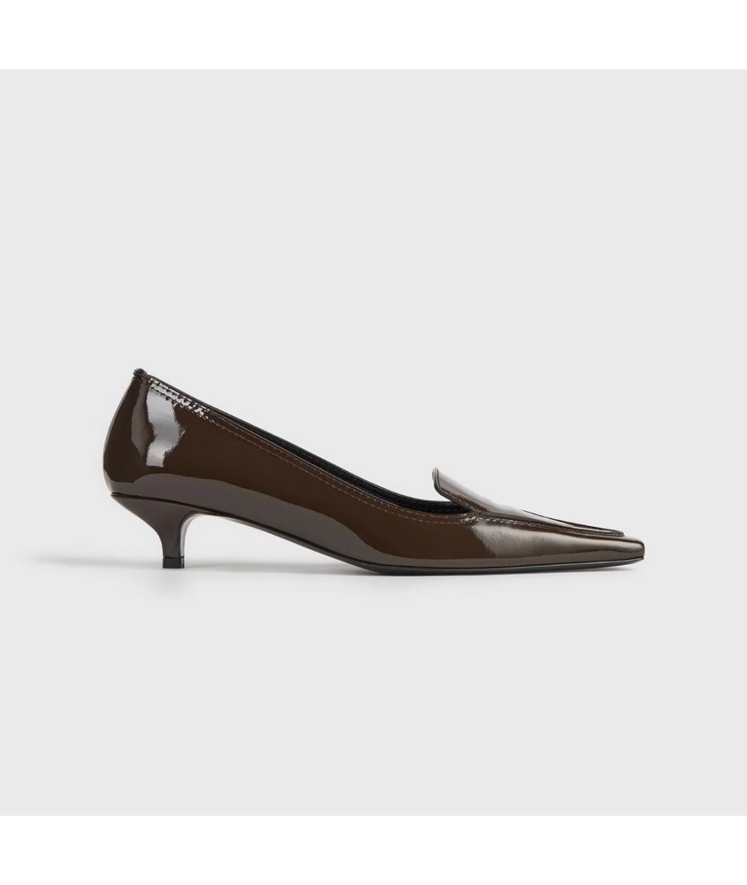 TOTEME Коричневые кожаные лодочки на низком каблуке, фото 5