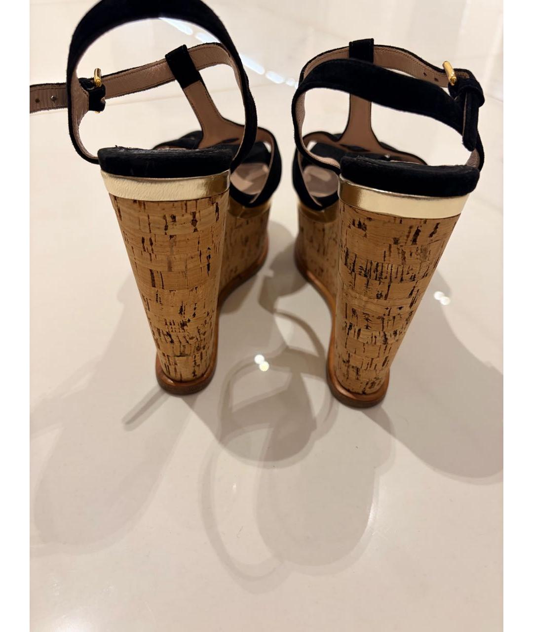 MIU MIU Черные замшевые босоножки, фото 3