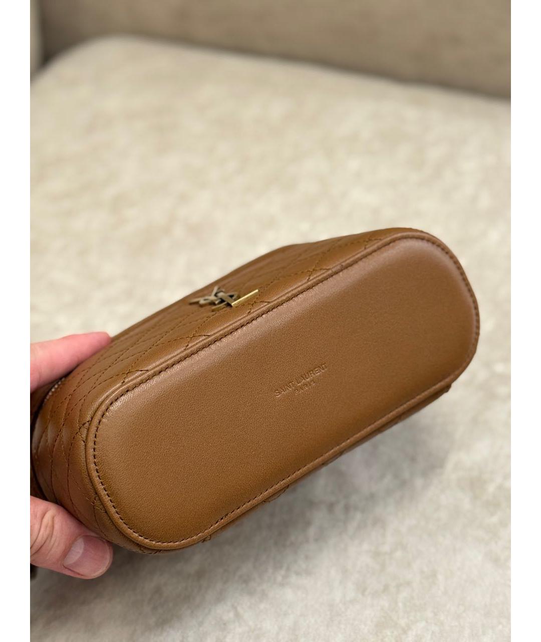 SAINT LAURENT Коричневая кожаная сумка через плечо, фото 7