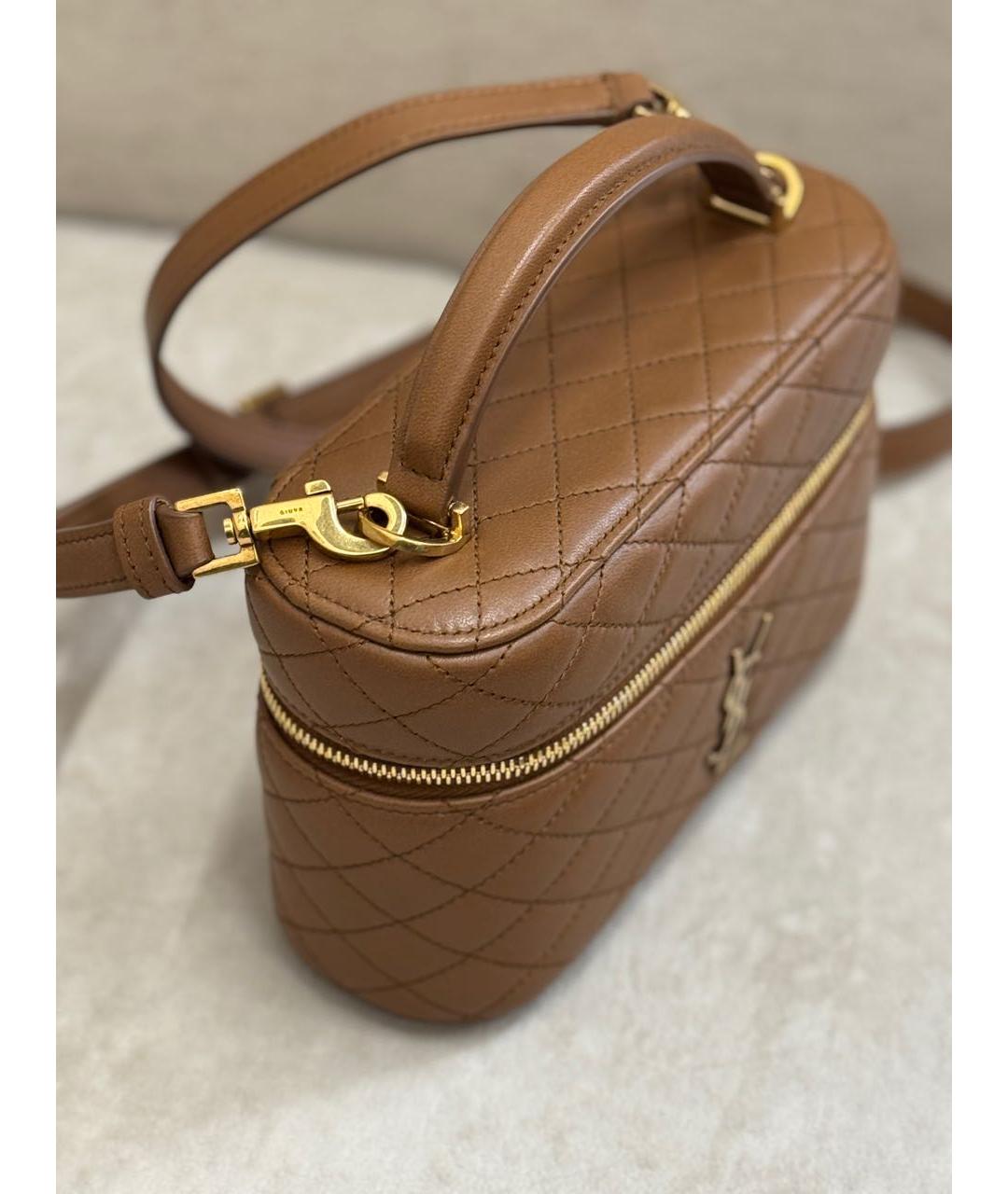 SAINT LAURENT Коричневая кожаная сумка через плечо, фото 4