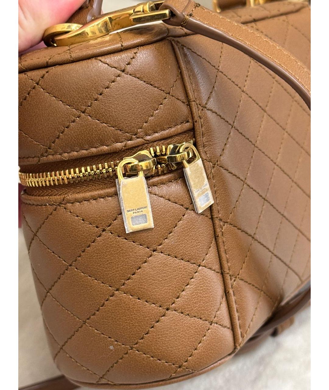 SAINT LAURENT Коричневая кожаная сумка через плечо, фото 6