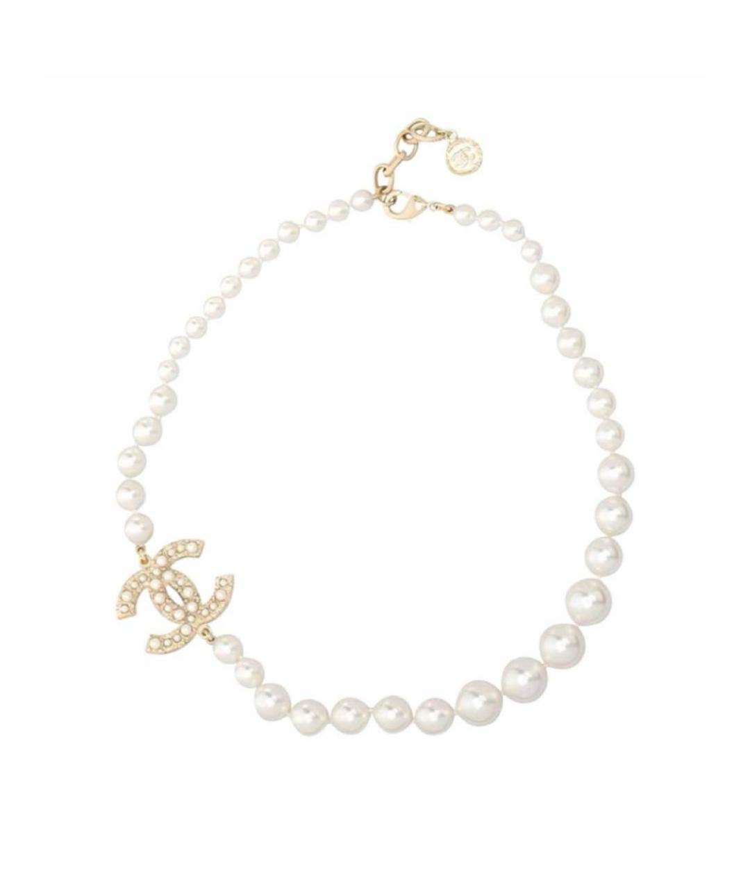 CHANEL Белое металлическое колье, фото 1