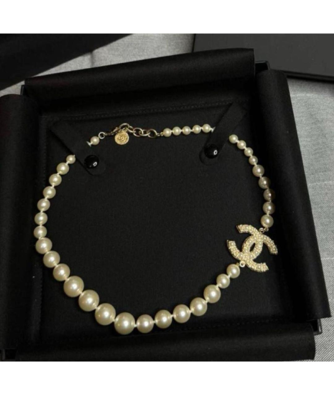 CHANEL Белое металлическое колье, фото 2