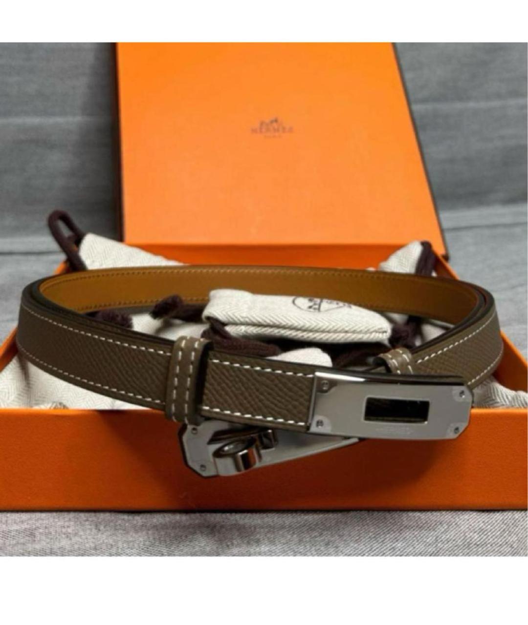 HERMES Коричневый кожаный ремень, фото 2