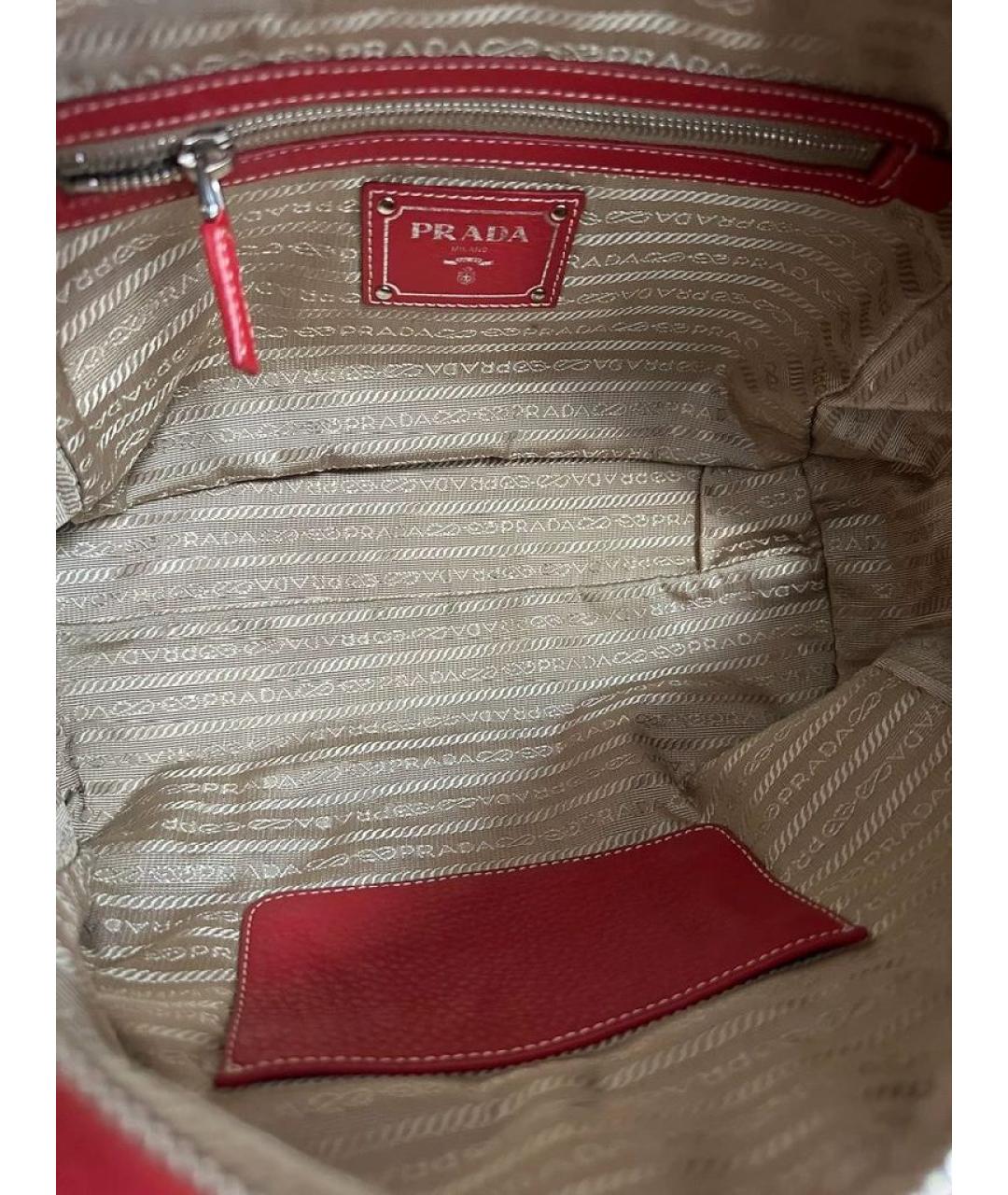 PRADA Коралловая кожаная сумка с короткими ручками, фото 7