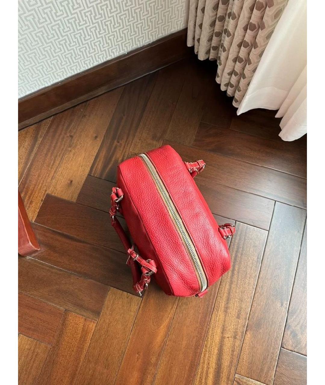 PRADA Коралловая кожаная сумка с короткими ручками, фото 5