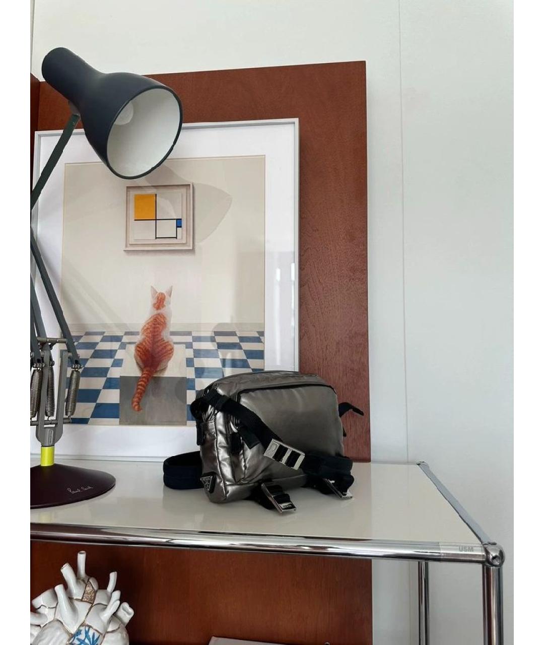 PRADA Серебряная кожаная сумка через плечо, фото 6