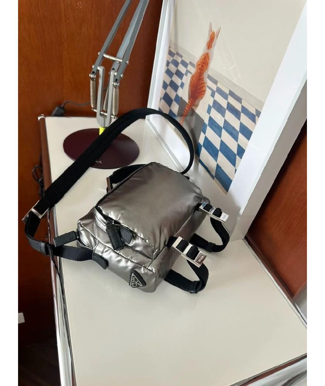 PRADA Серебряная кожаная сумка через плечо, фото 3