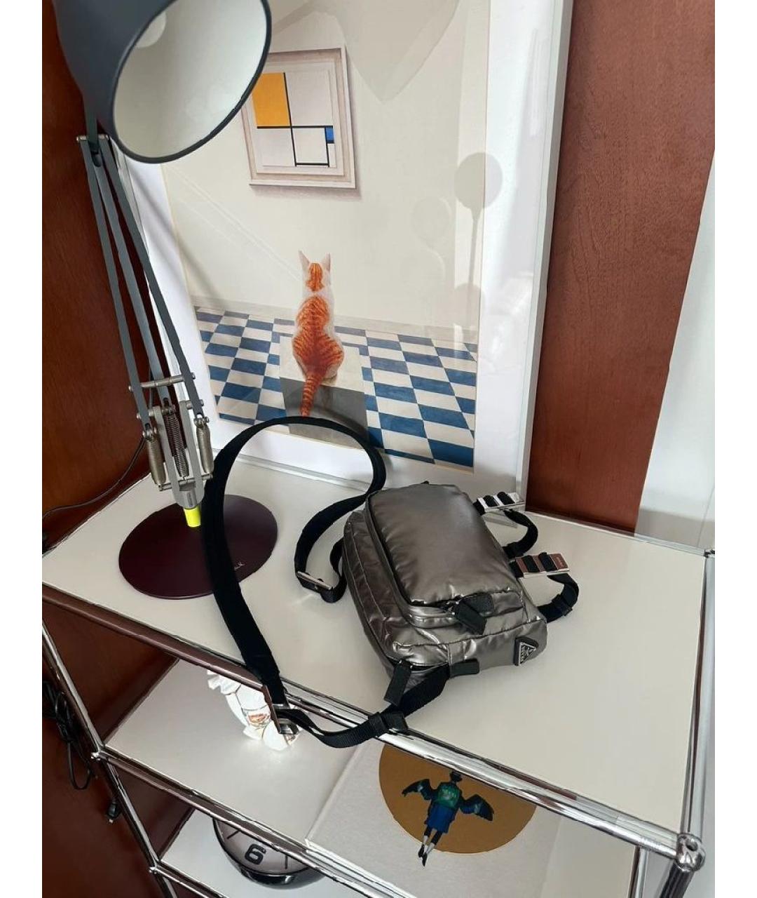 PRADA Серебряная кожаная сумка через плечо, фото 5