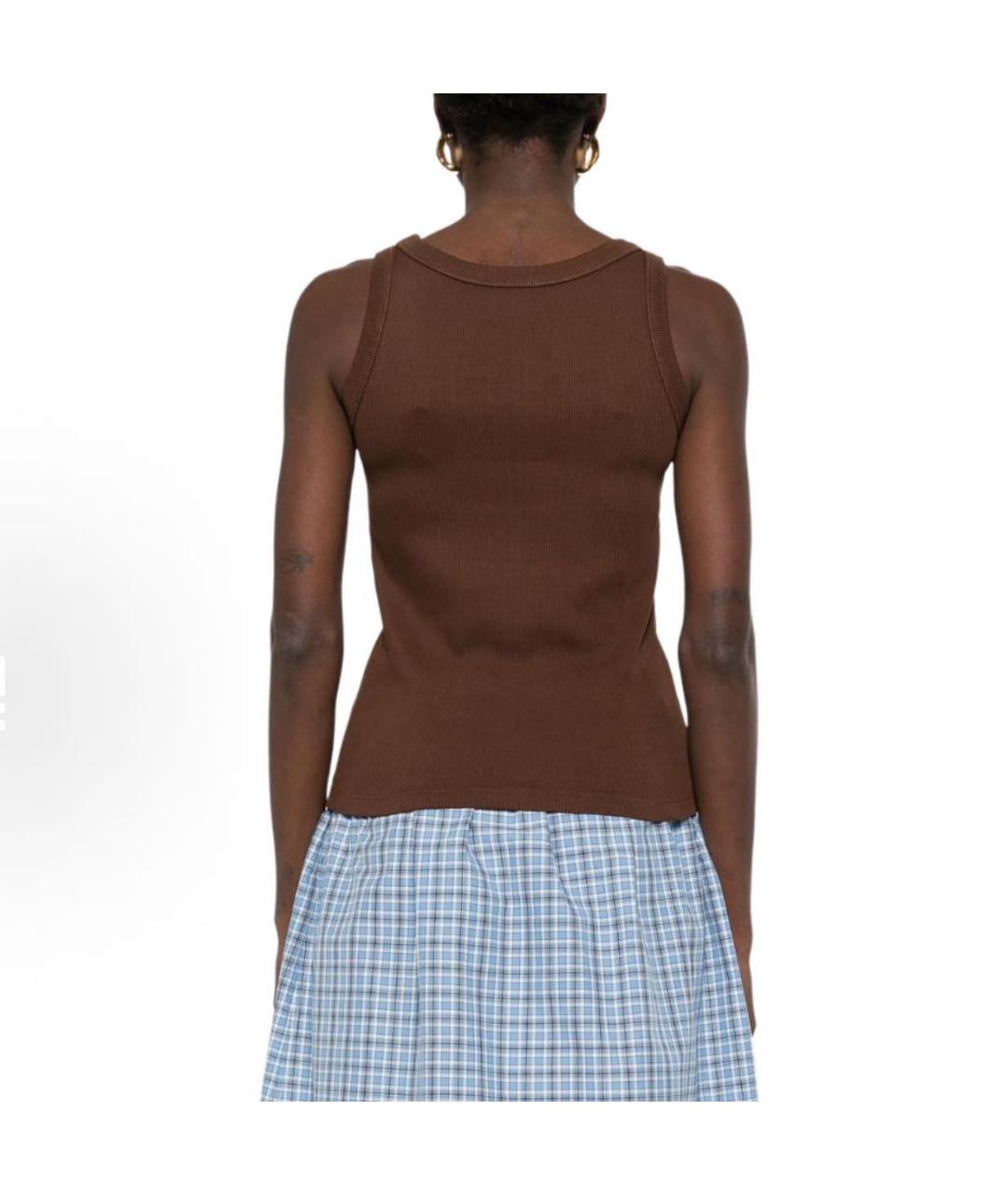 MIU MIU Коричневая хлопковая майка, фото 3