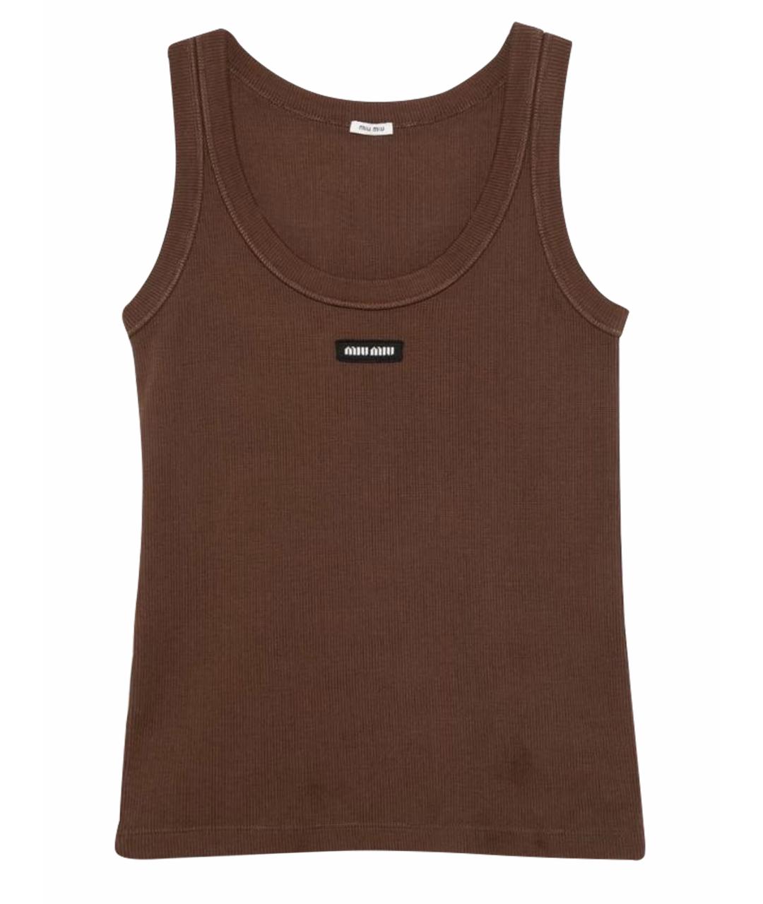 MIU MIU Коричневая хлопковая майка, фото 1