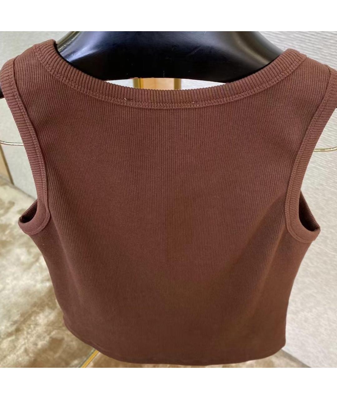 MIU MIU Коричневая хлопковая майка, фото 7