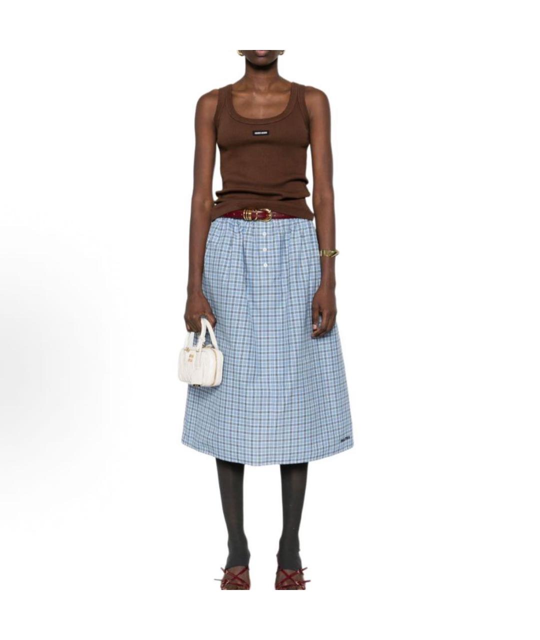 MIU MIU Коричневая хлопковая майка, фото 2