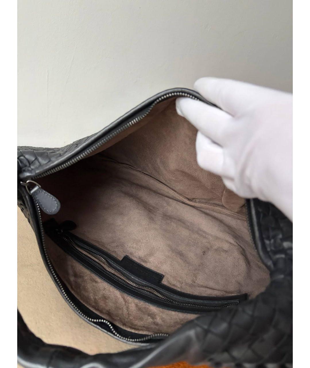 BOTTEGA VENETA Черная кожаная сумка через плечо, фото 5