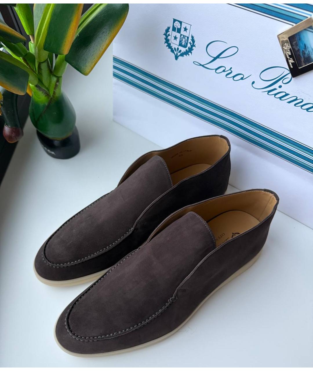 LORO PIANA Коричневые замшевые лоферы, фото 2