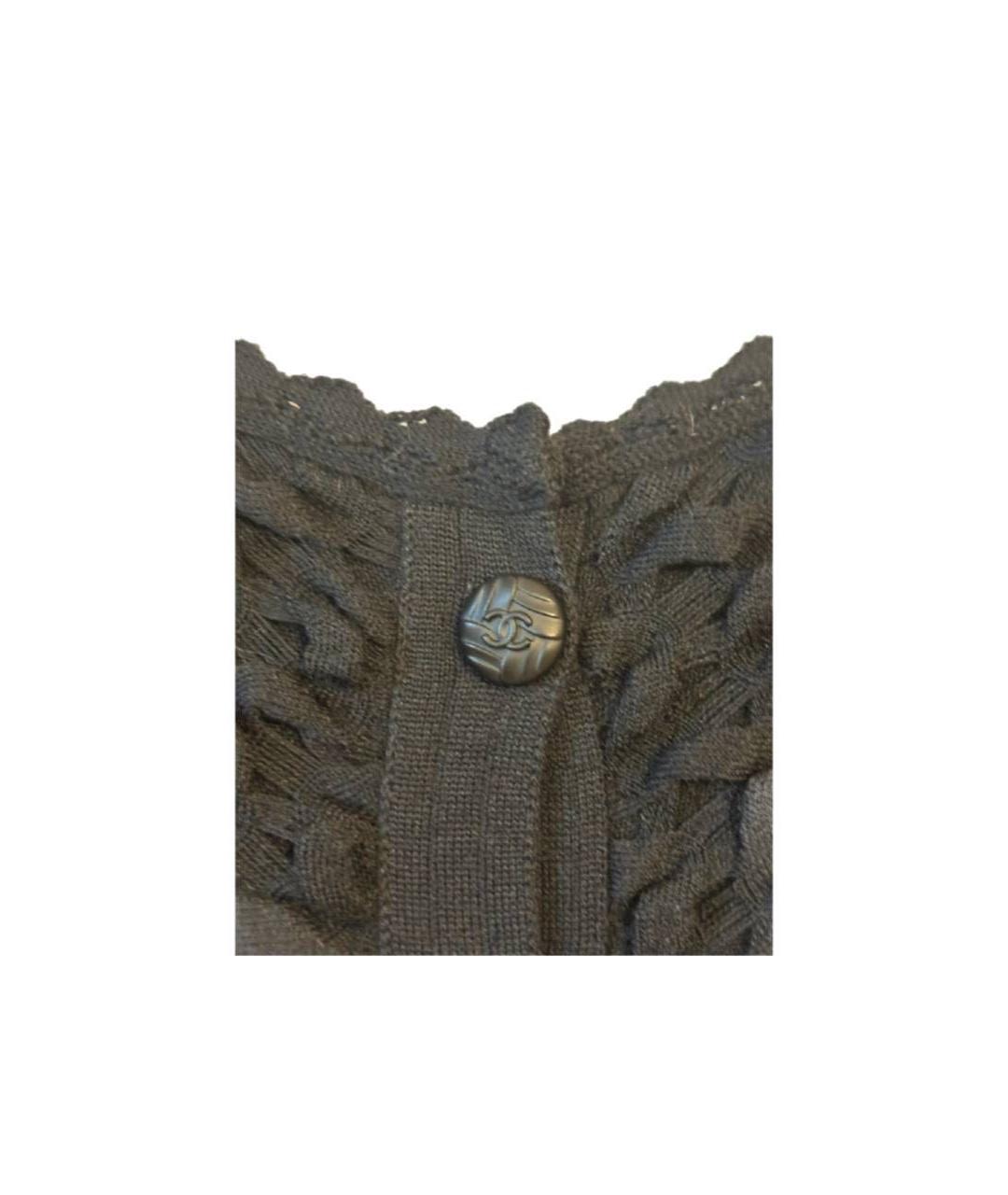CHANEL Черный шерстяной кардиган, фото 5