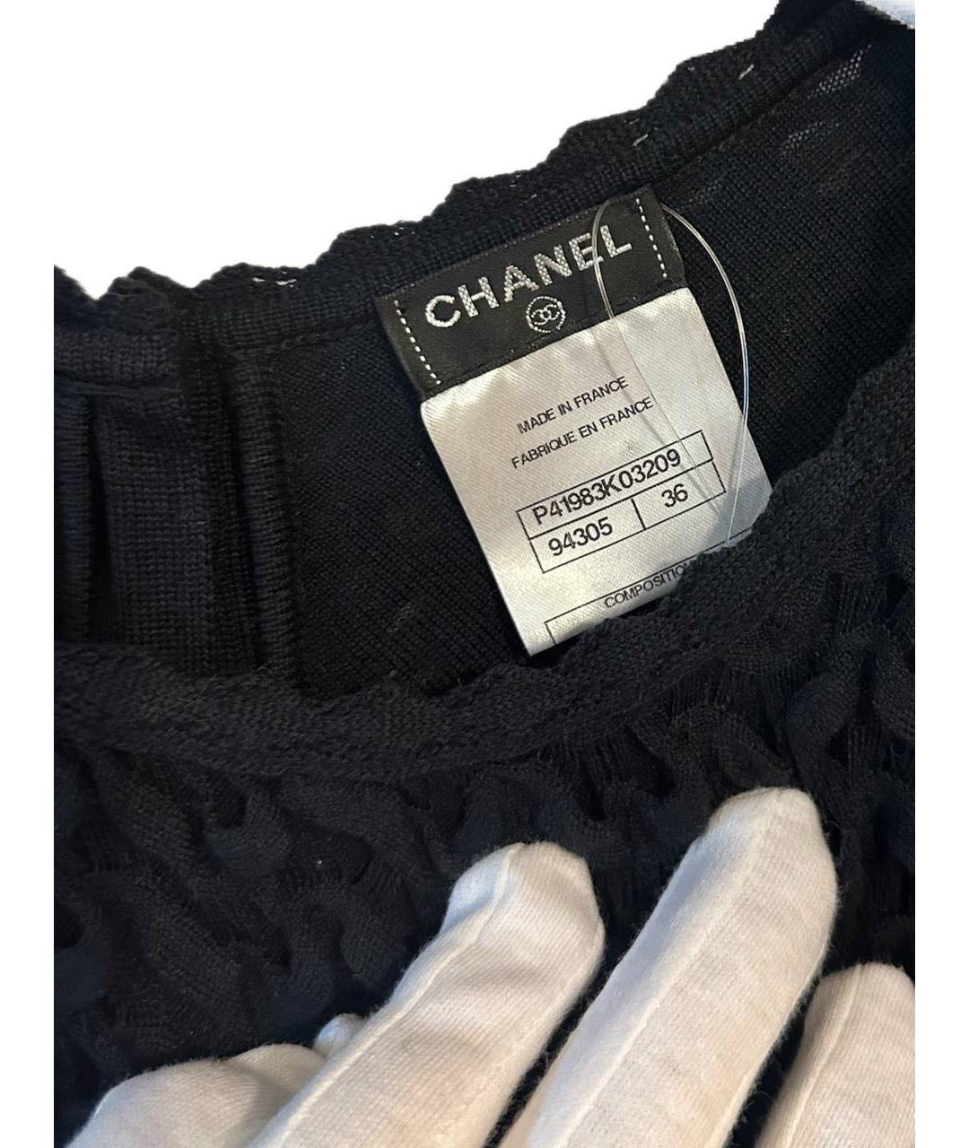 CHANEL Черный шерстяной кардиган, фото 3