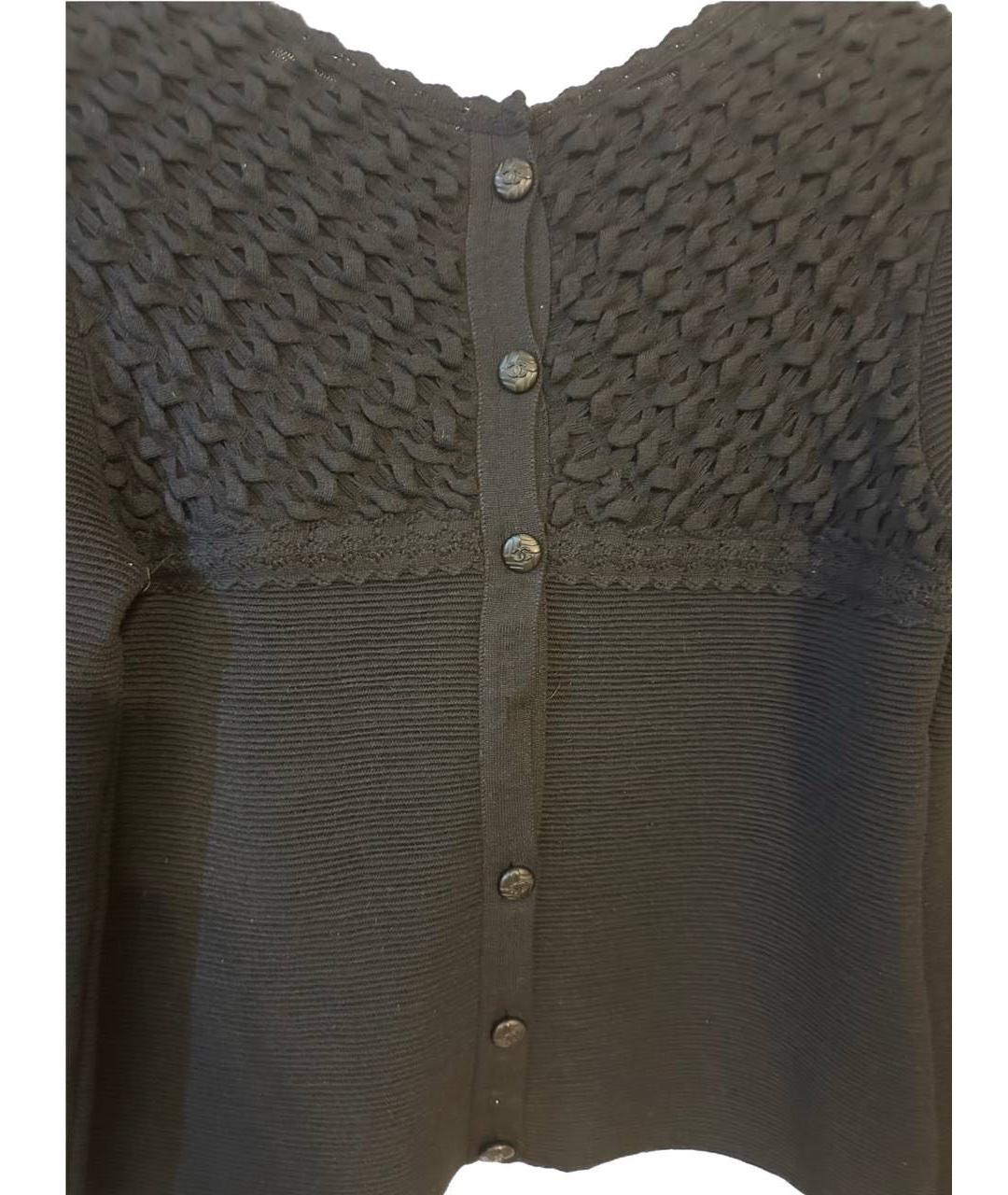 CHANEL Черный шерстяной кардиган, фото 4