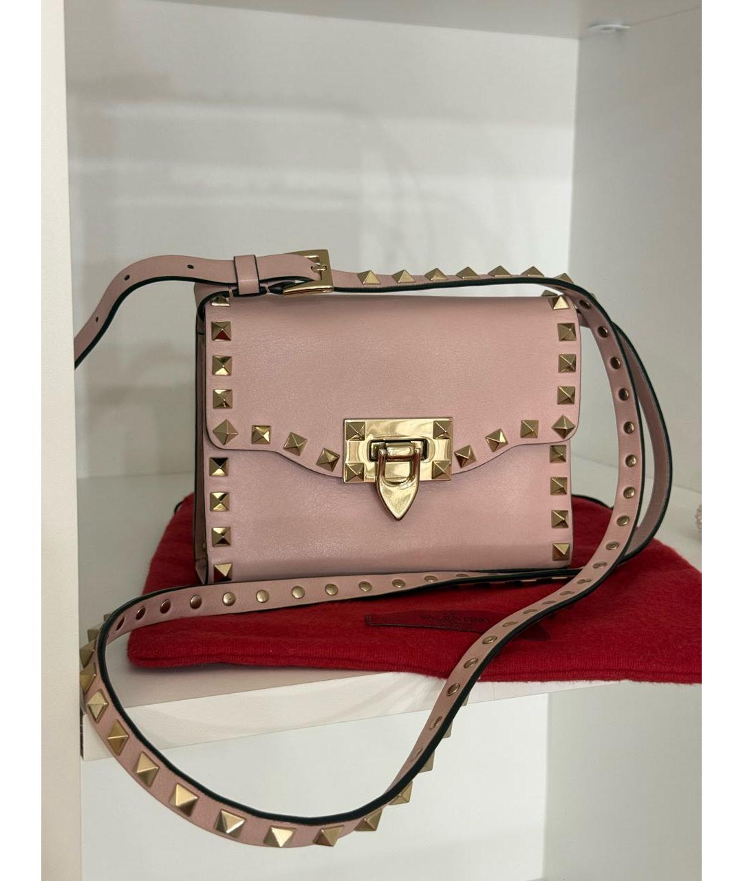 VALENTINO Розовая кожаная сумка через плечо, фото 8