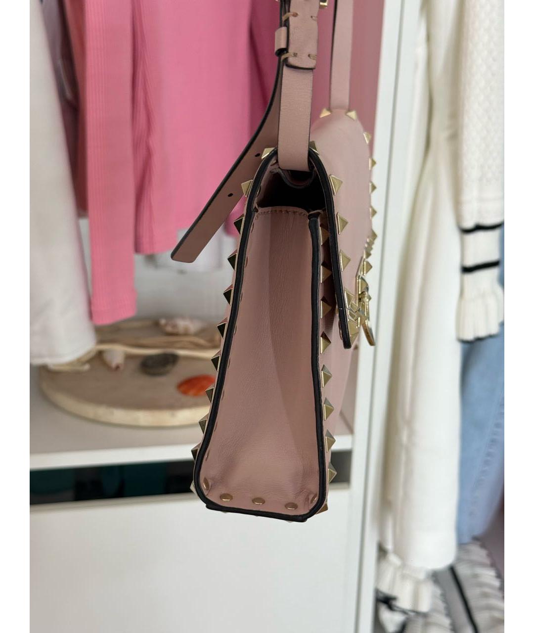 VALENTINO Розовая кожаная сумка через плечо, фото 3