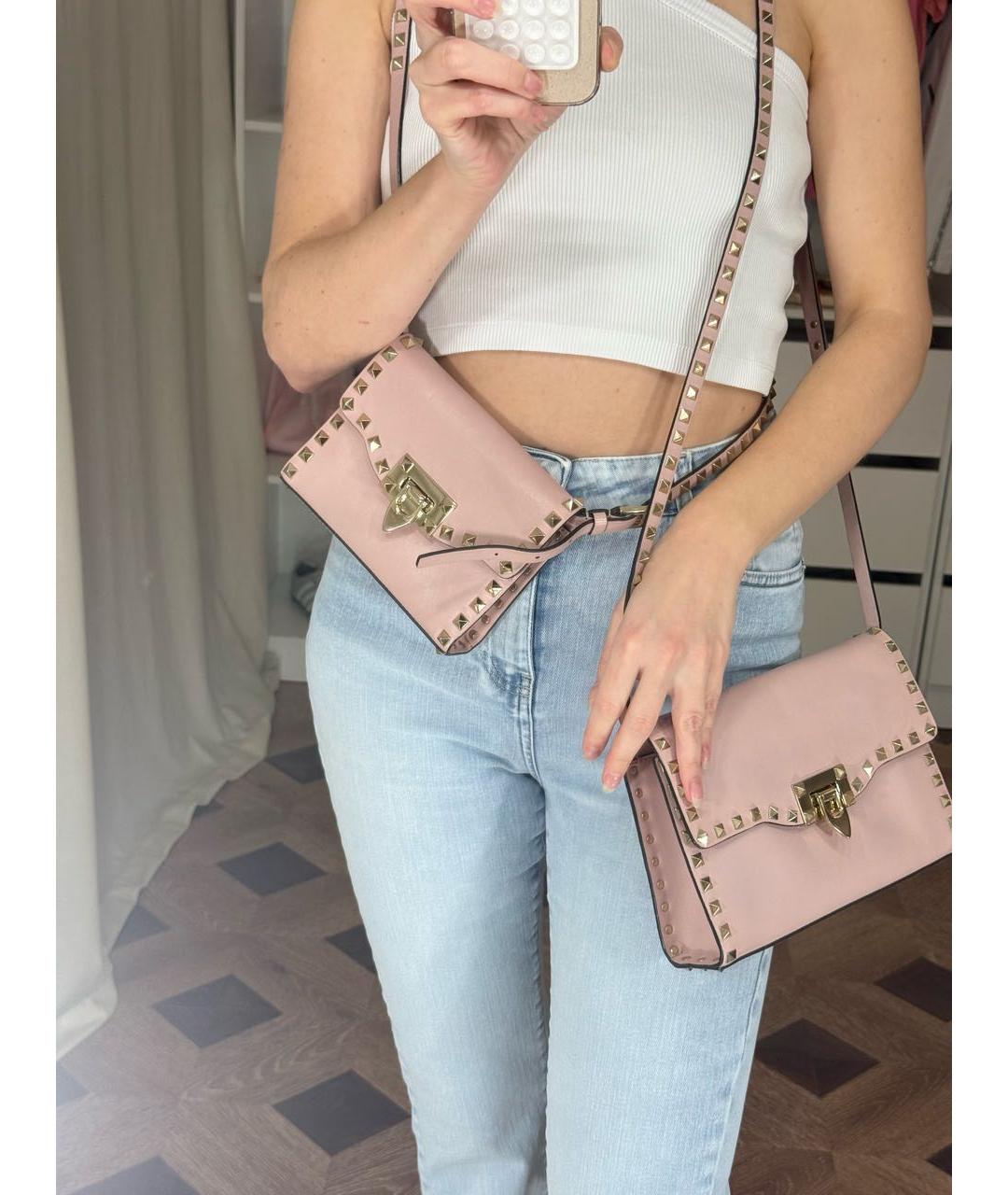 VALENTINO Розовая кожаная сумка через плечо, фото 6