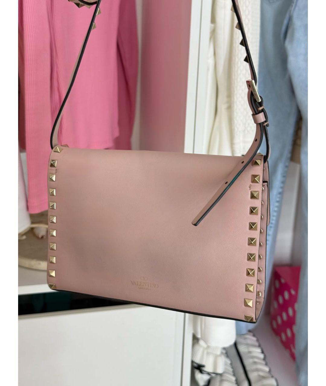 VALENTINO Розовая кожаная сумка через плечо, фото 4