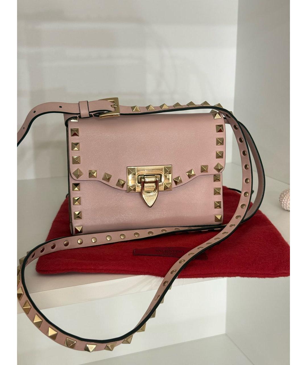VALENTINO Розовая кожаная сумка через плечо, фото 9