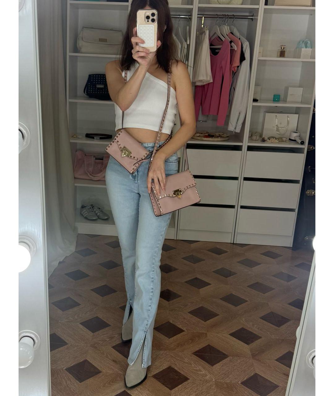 VALENTINO Розовая кожаная сумка через плечо, фото 7