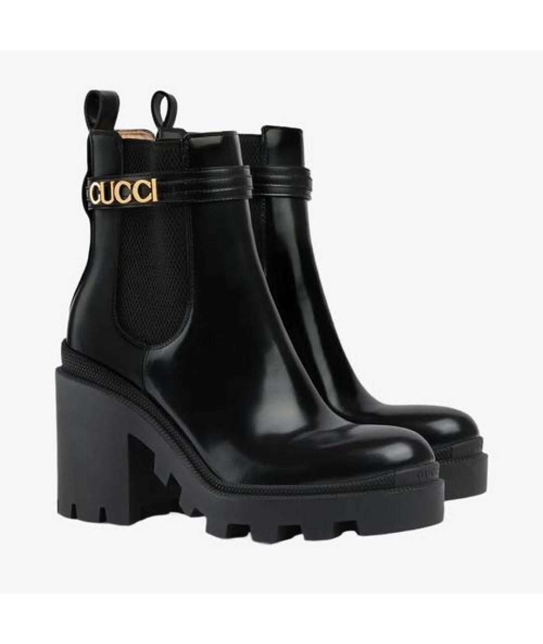 GUCCI Черные кожаные ботильоны, фото 2