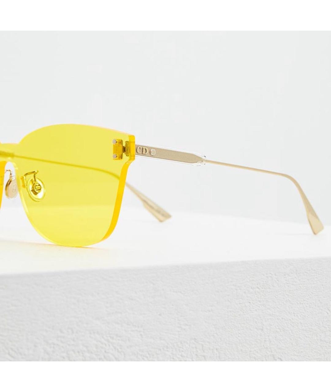 CHRISTIAN DIOR Желтые металлические солнцезащитные очки, фото 3