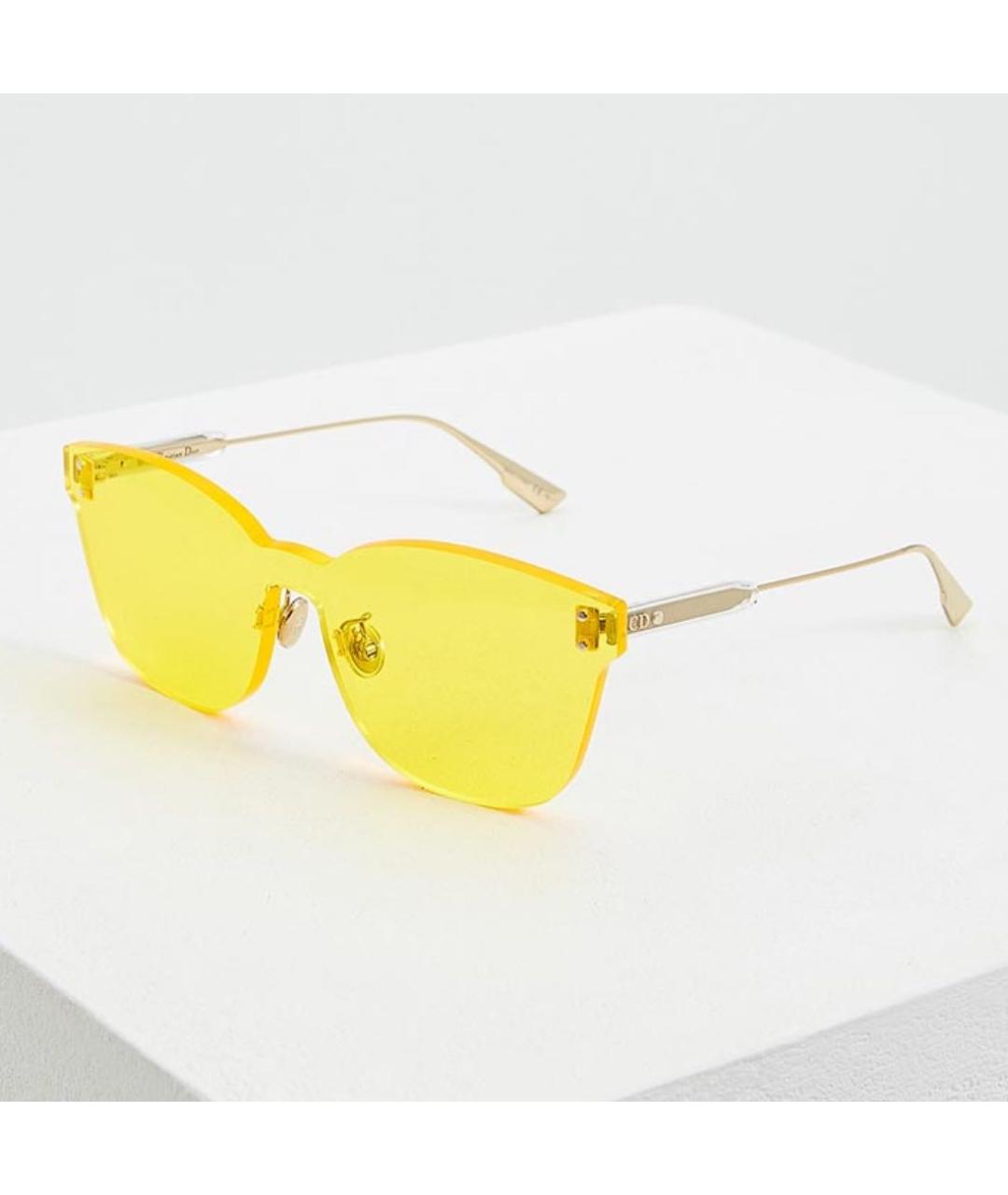 CHRISTIAN DIOR Желтые металлические солнцезащитные очки, фото 4