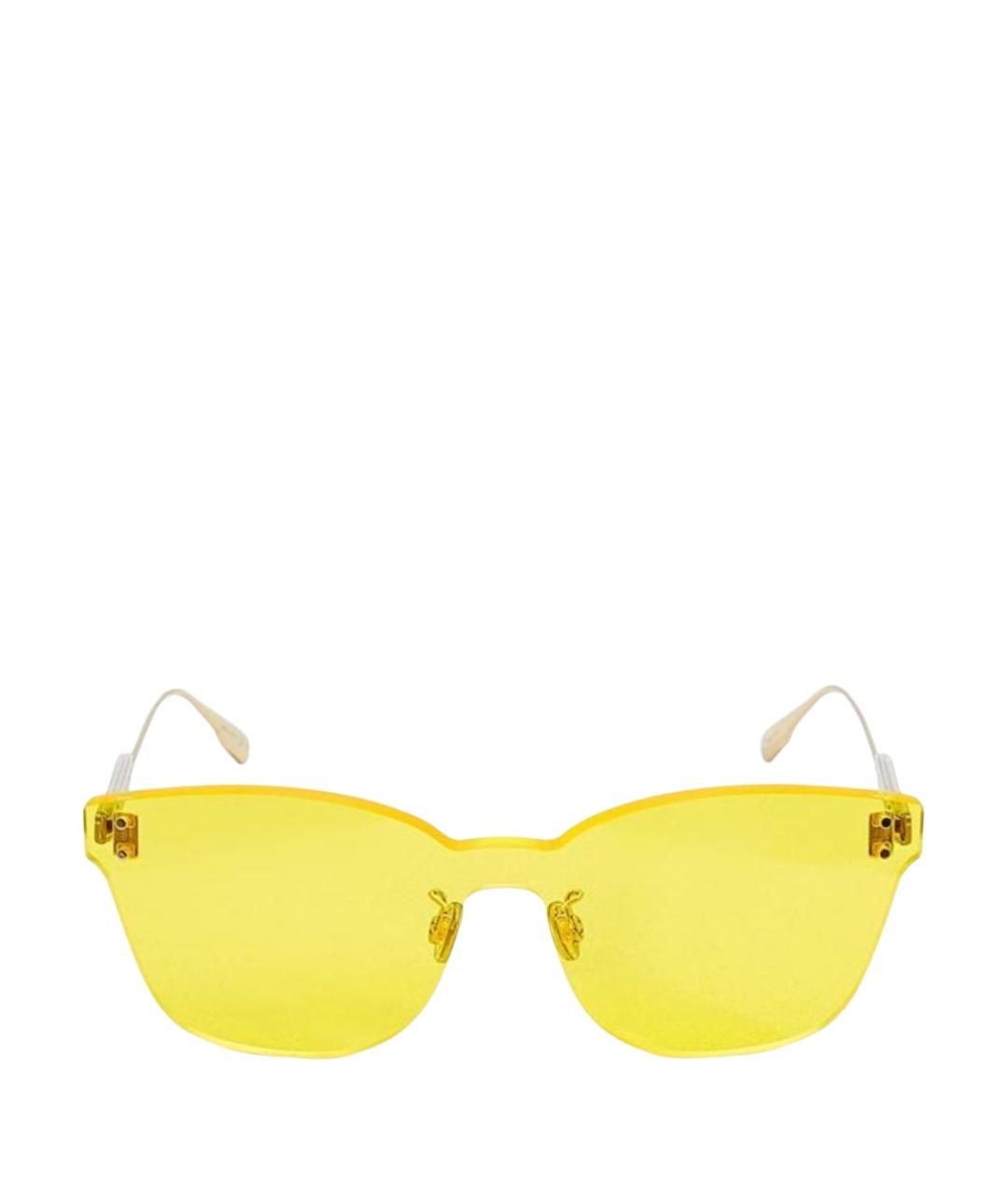 CHRISTIAN DIOR Желтые металлические солнцезащитные очки, фото 1