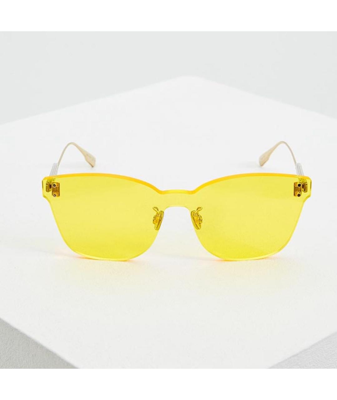 CHRISTIAN DIOR Желтые металлические солнцезащитные очки, фото 9