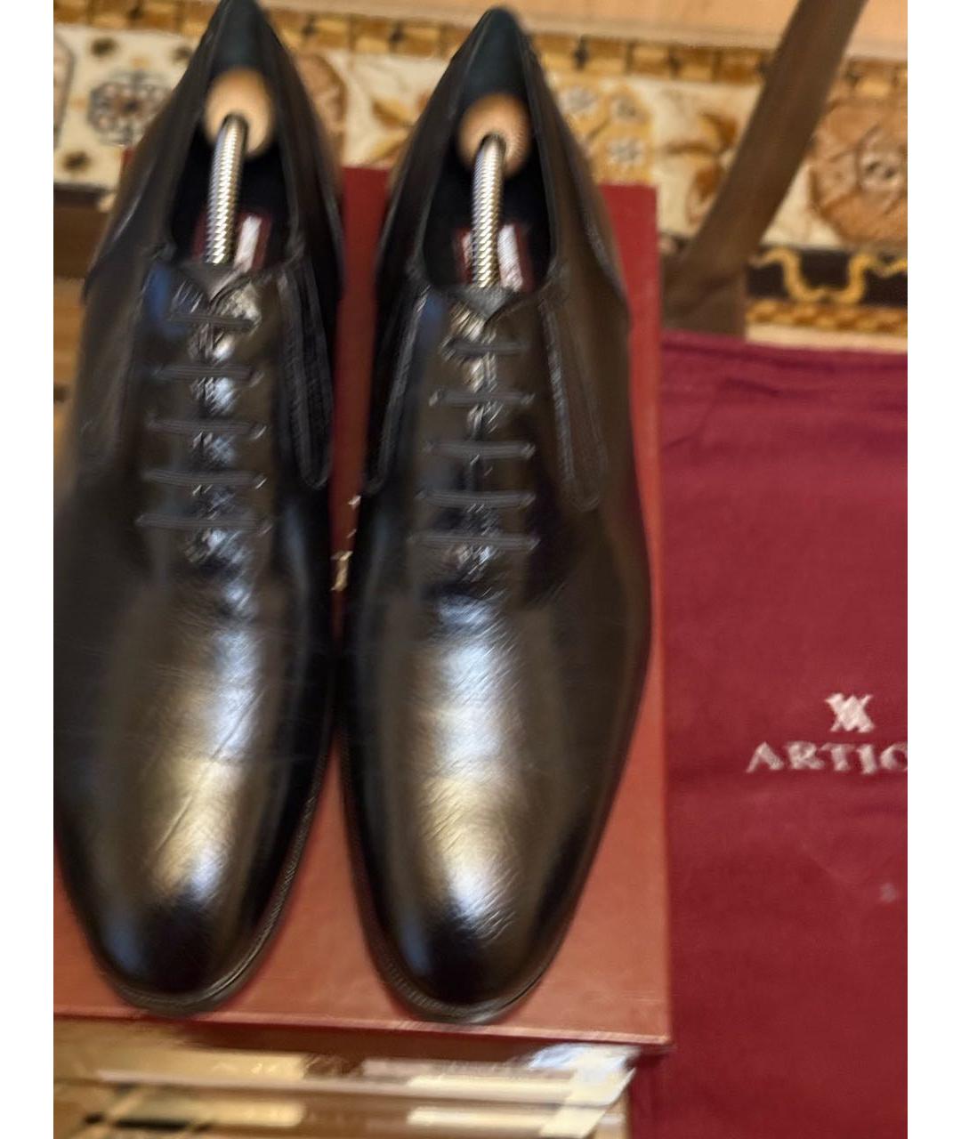 ARTIOLI Черные кожаные низкие ботинки, фото 2