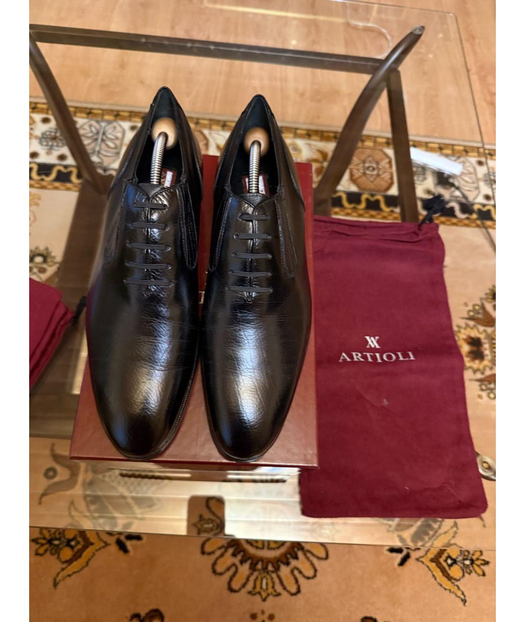 ARTIOLI Черные кожаные низкие ботинки, фото 3