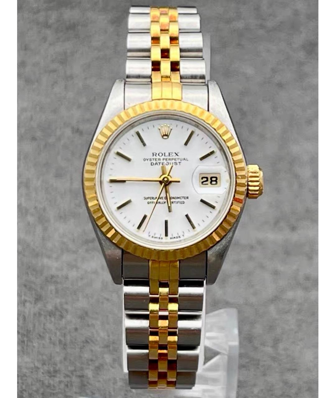 ROLEX Белые часы из желтого золота, фото 2