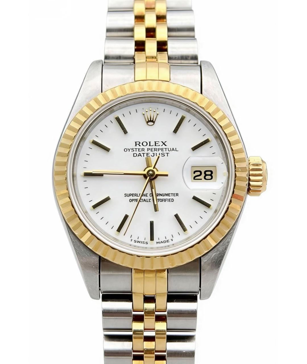 ROLEX Белые часы из желтого золота, фото 1