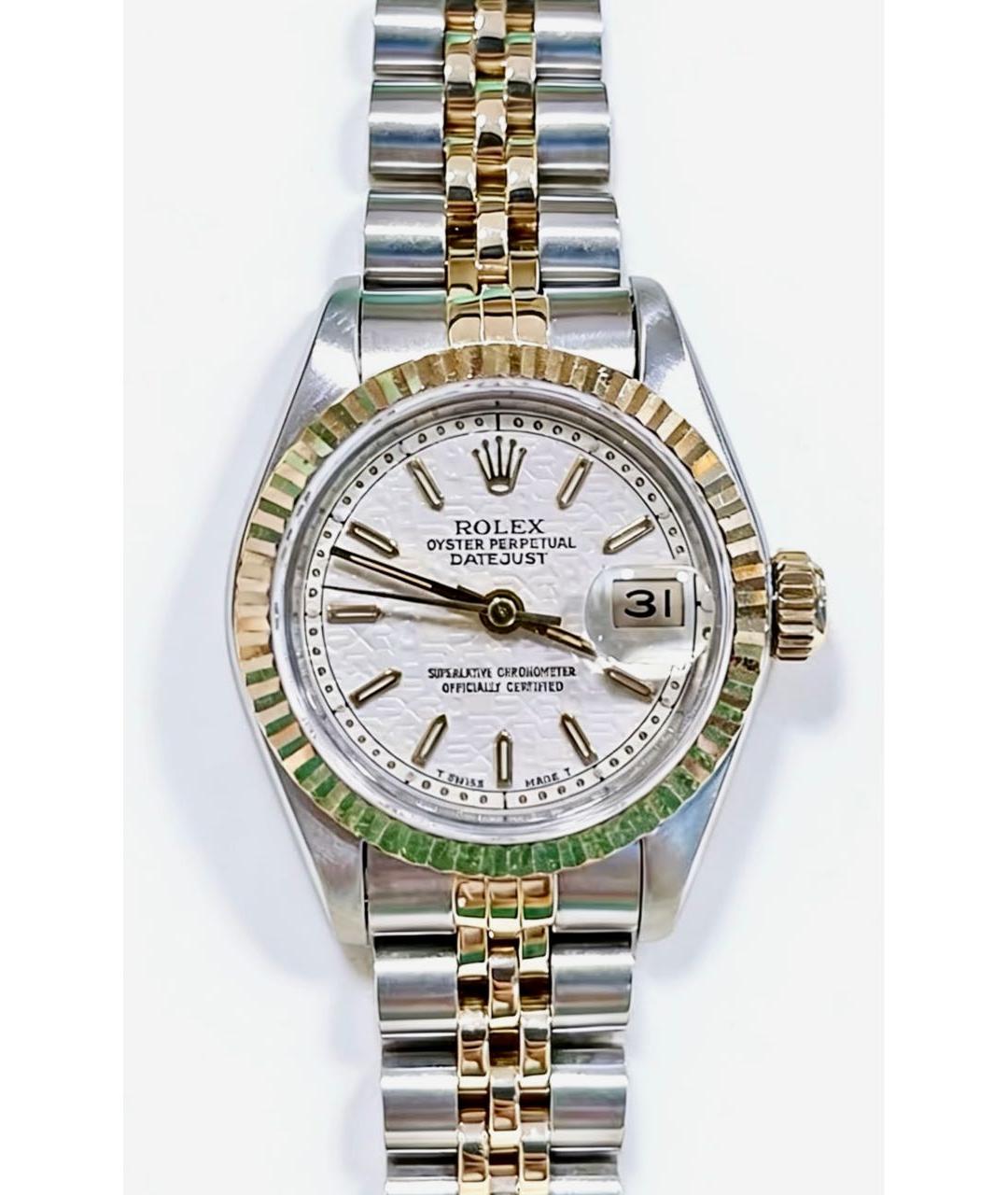 ROLEX Белые часы из желтого золота, фото 5