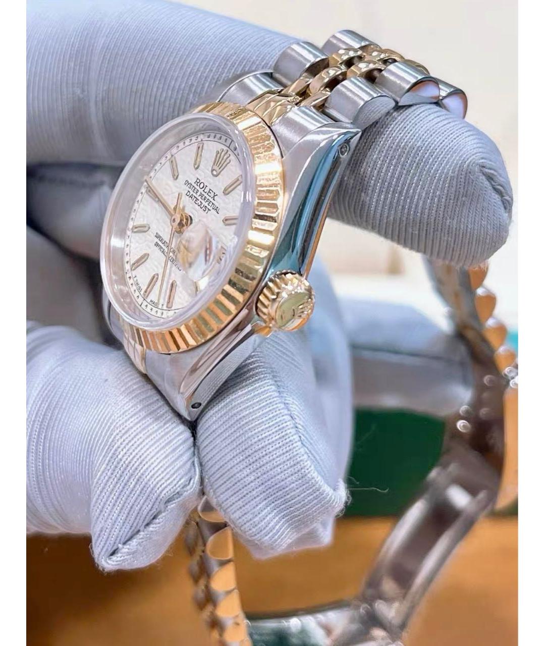 ROLEX Белые часы из желтого золота, фото 3