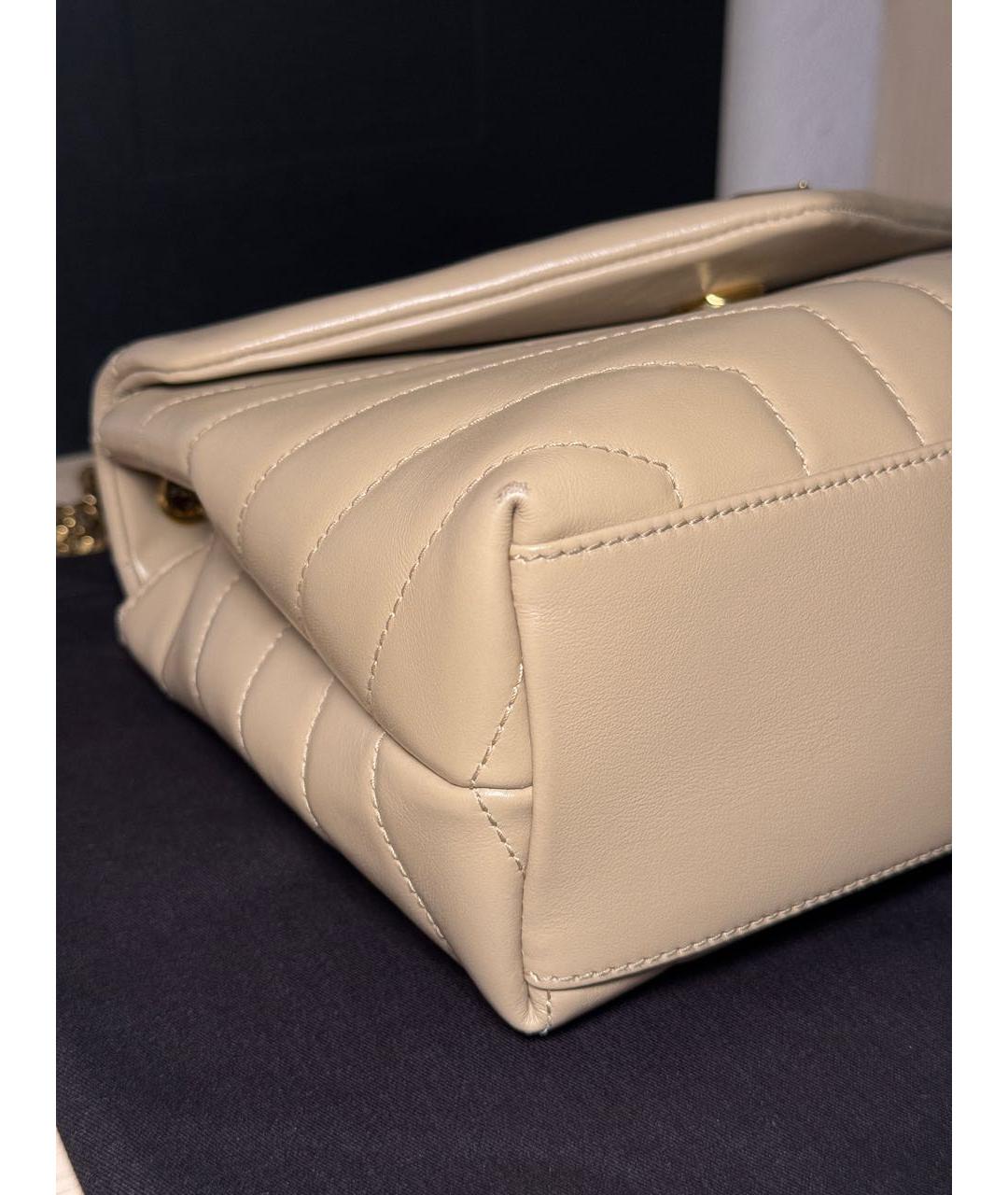 SAINT LAURENT Бежевая кожаная сумка через плечо, фото 5