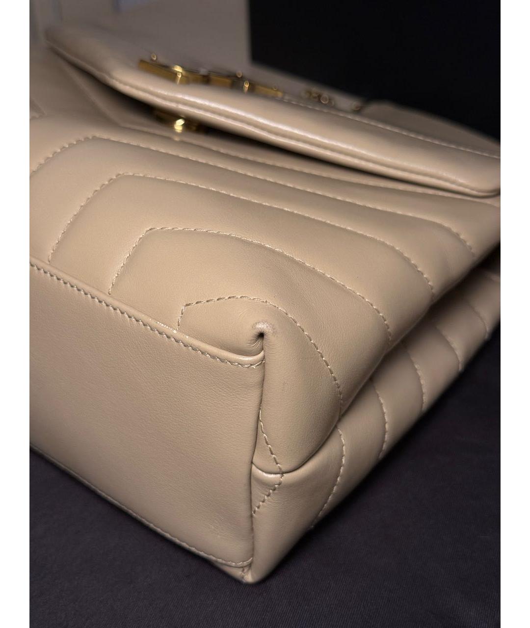 SAINT LAURENT Бежевая кожаная сумка через плечо, фото 6