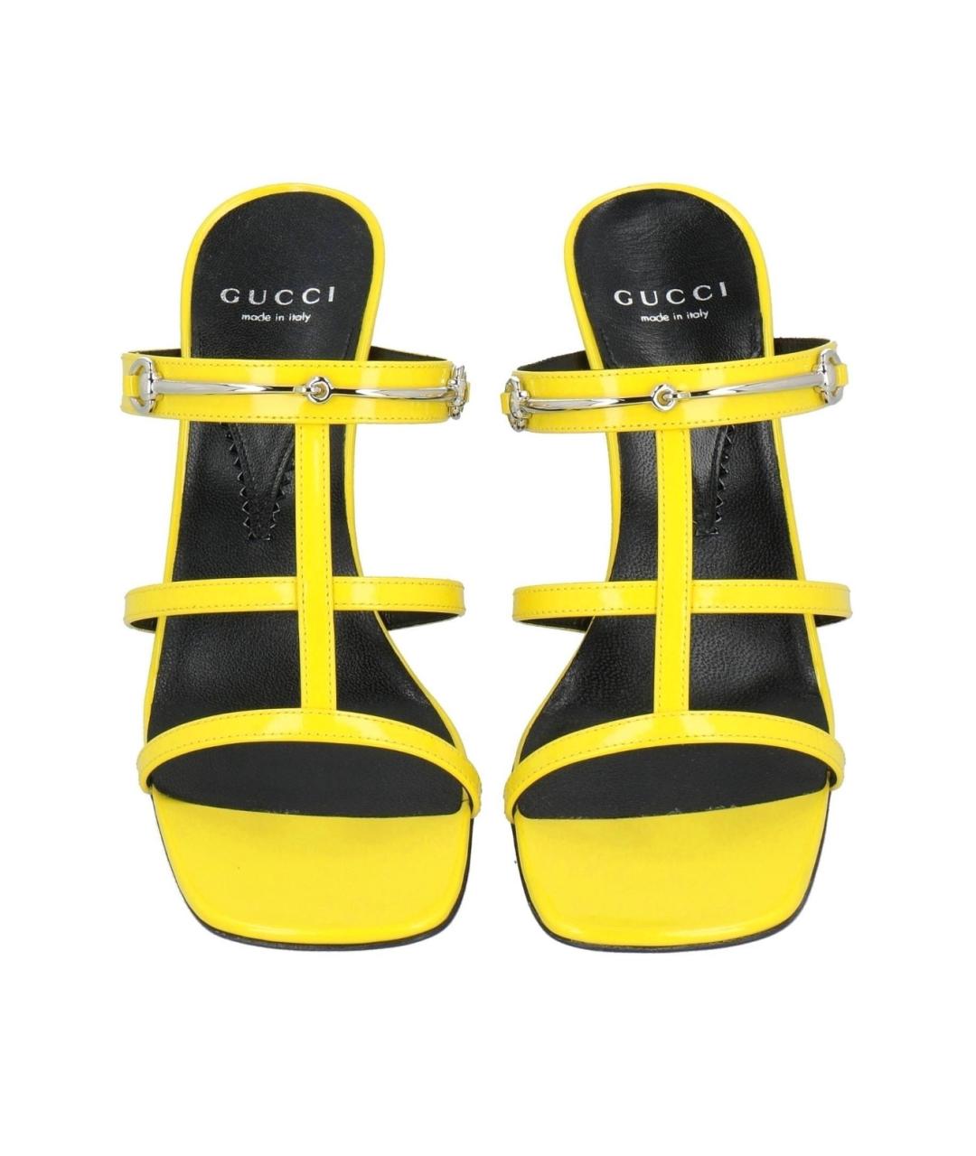 GUCCI Желтые кожаные мюли, фото 3