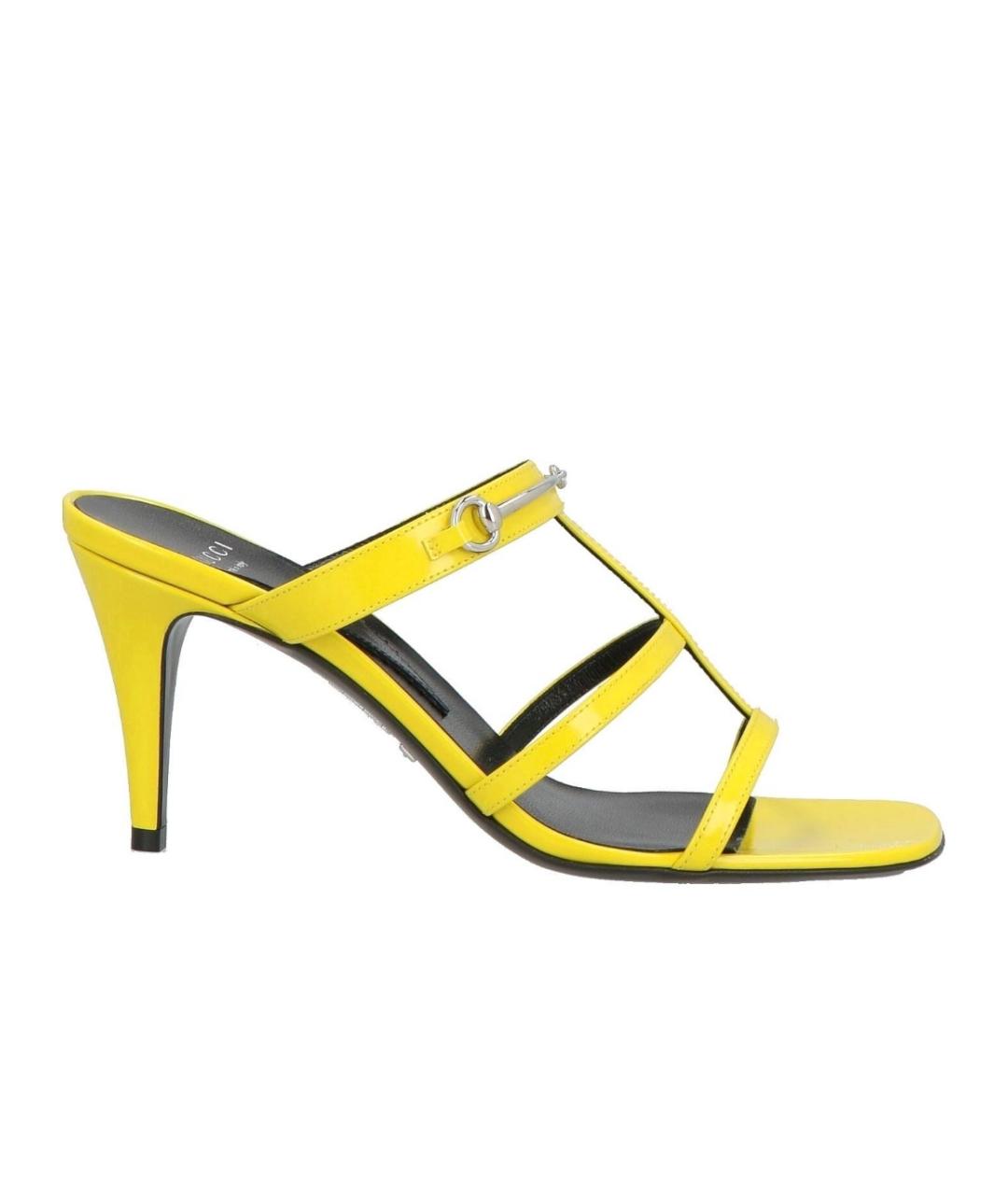 GUCCI Желтые кожаные мюли, фото 1