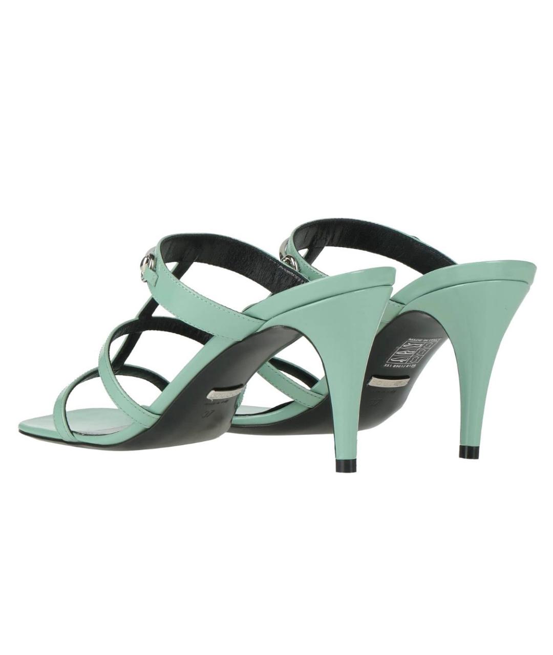 GUCCI Бирюзовые кожаные мюли, фото 4
