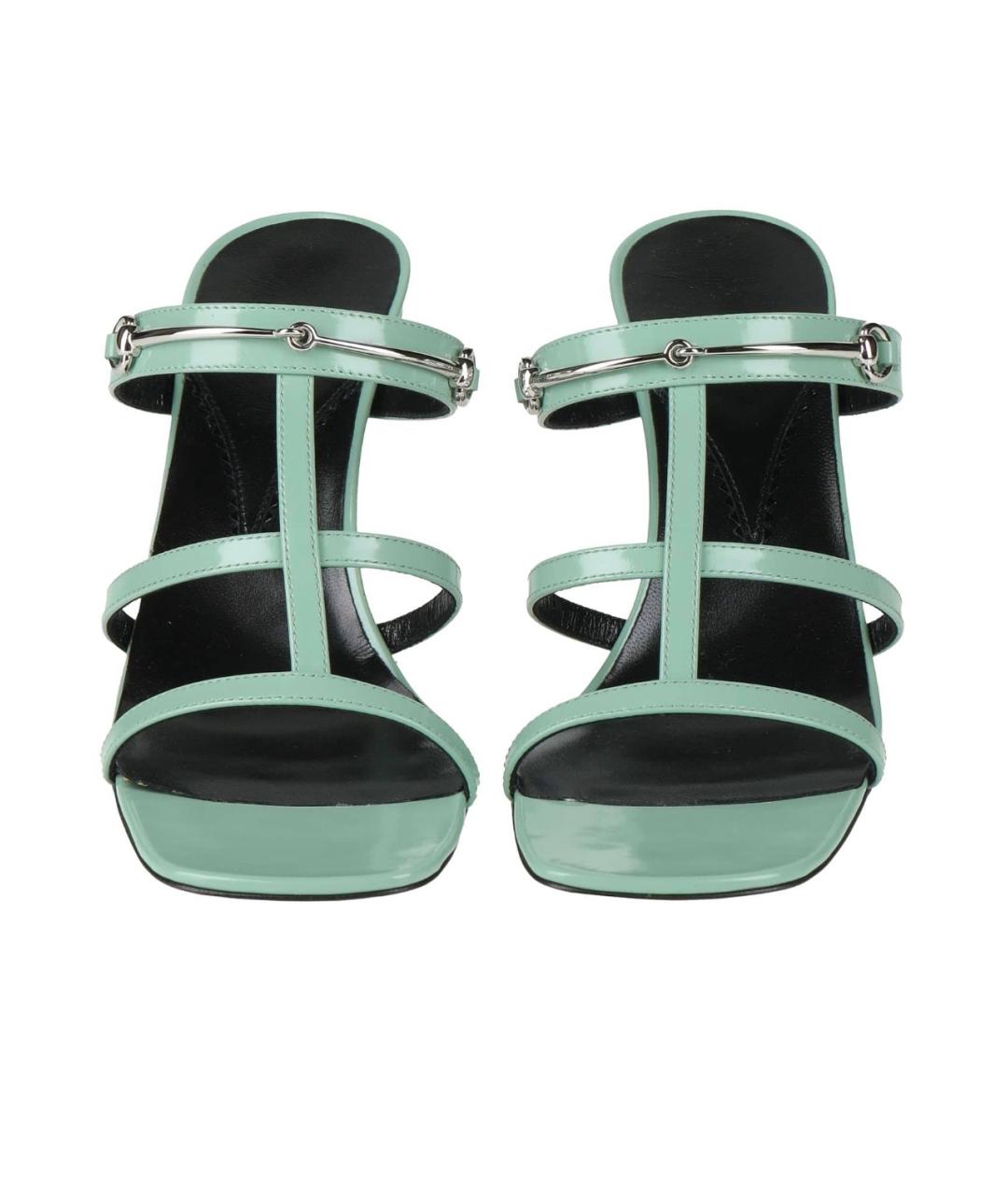 GUCCI Бирюзовые кожаные мюли, фото 3